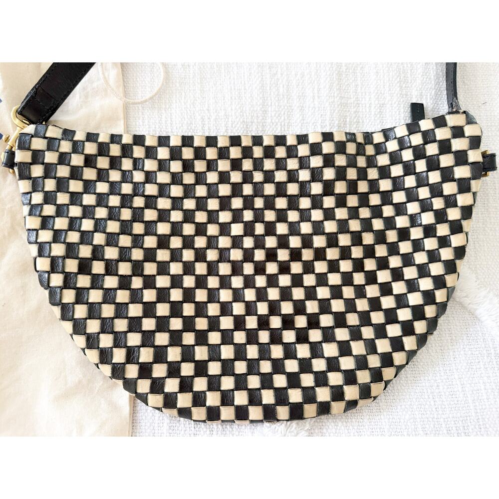 Clare V | Grande Fanny in Black/Cream Woven Checker - Picture 6 of 8